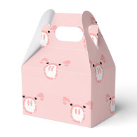 Pink Pig Face Pattern Favor Boxes