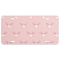Pink Pig Face Pattern License Plate