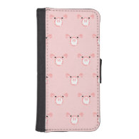 Pink Pig Face Pattern Phone Wallet Case