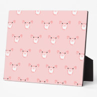 Pink Pig Face Pattern Photo Plaque