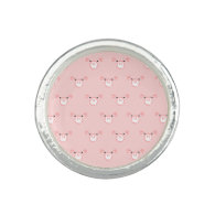Pink Pig Face Pattern Photo Ring
