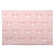 Pink Pig Face Pattern Placemat