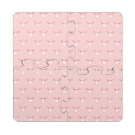 Pink Pig Face Pattern Puzzle Coaster