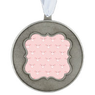 Pink Pig Face Pattern Scalloped Pewter Ornament