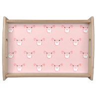 Pink Pig Face Pattern Service Tray