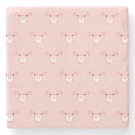 Pink Pig Face Pattern Stone Coaster
