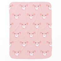 Pink Pig Face Pattern Swaddle Blankets