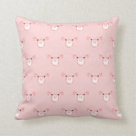 Pink Pig Face Pattern Throw Pillow
