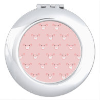 Pink Pig Face Pattern Travel Mirrors