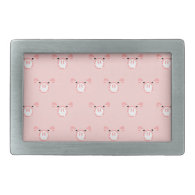 Pink Pig Face Repeating Pattern Belt Buckle