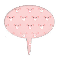 Pink Pig Face Repeating Pattern Cake Toppers