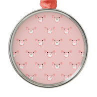 Pink Pig Face Repeating Pattern Christmas Ornament