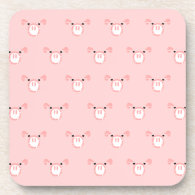 Pink Pig Face Repeating Pattern Coasters