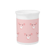 Pink Pig Face Repeating Pattern Drink Pitchers
