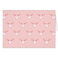 Pink Pig Face Repeating Pattern Greeting Card
