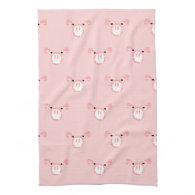 Pink Pig Face Repeating Pattern Kitchen Towels
