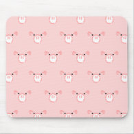 Pink Pig Face Repeating Pattern Mousepads