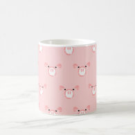 Pink Pig Face Repeating Pattern Mug