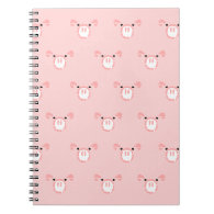 Pink Pig Face Repeating Pattern Notebooks