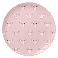 Pink Pig Face Repeating Pattern Plates