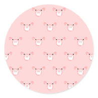 Pink Pig Face Repeating Pattern Sticker