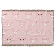 Pink Pig Face Repeating Pattern Throw Blanket