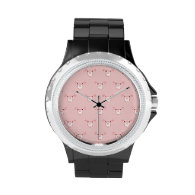 Pink Pig Face Repeating Pattern Watch