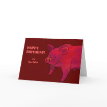 PInk Pig Greeting Card(customizable)