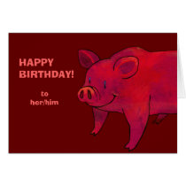 PInk Pig Greeting Card(customizable) cards