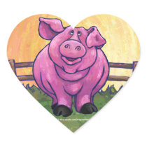Pink Pig Heart Stickers