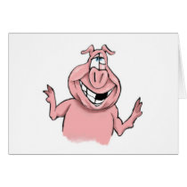 Pink Pig on Customizable Products Greeting Cards