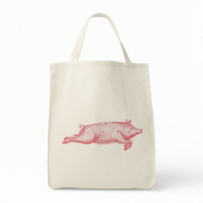 Pink Pig Organic Grocery Tote Tote Bags by ericar70