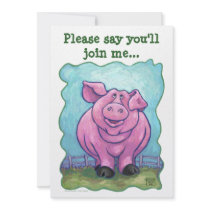 Pink Pig Party Invitation
