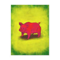 Pink Pig Postcard by ATELIER302 Pink Pig Postcard