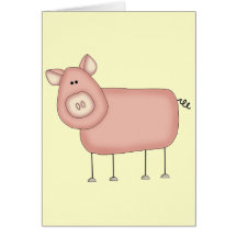 Pink Pig T-shirts and Gifts Greeting Card