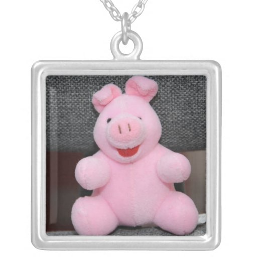 Pink pig toy personalized necklace