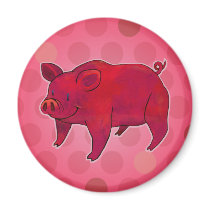 Pink Pig with Dot Magnet magnets