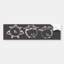 PINK PIGGIES FLYING BUMPER STICKERS