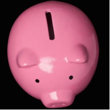 Pink piggy bank photo sculptures
