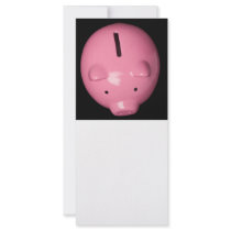 Pink piggy bank custom rack card