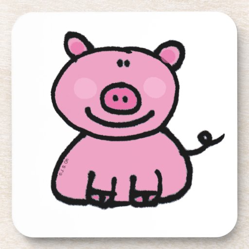 pink piggy beverage coasters