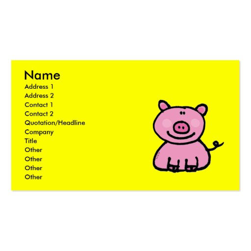 Pink piggy business card templates (front side)