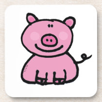 pink piggy beverage coasters
