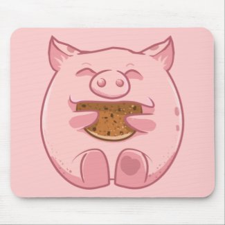 pink piggy eating cookie mousepad mousepad