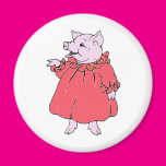 Pink Piggy in Pretty Dress Magnets