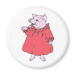 Pink Piggy in Pretty Dress Magnets