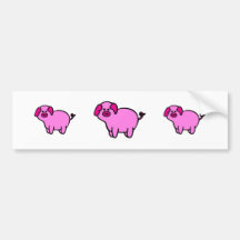 Pink Piggy Pig Bumper Sticker