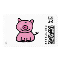 Pink piggy postage stamp