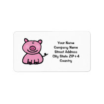 Pink piggy return address personalized address labels