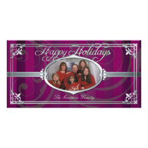 Pink Pinstripe Silver Faux Jewel Photo Cards